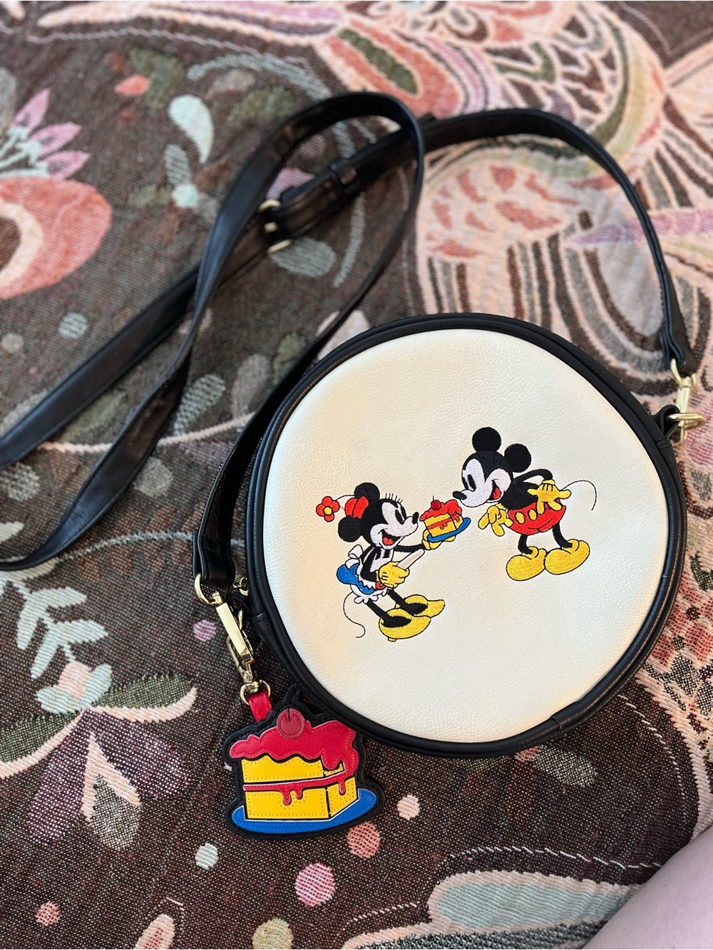Loungefly Black and White Mickey & Minnie Cake Round Crossbody